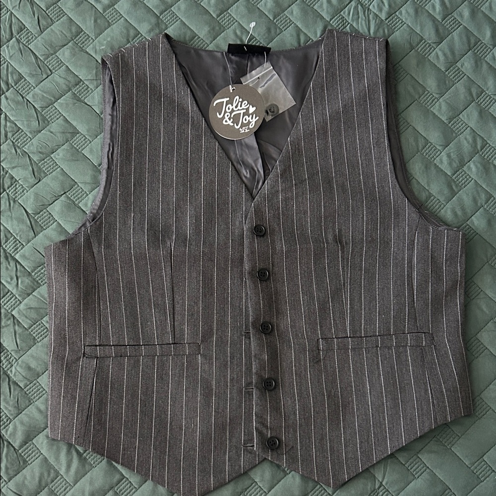 Gray Pinstripe Men's Vest